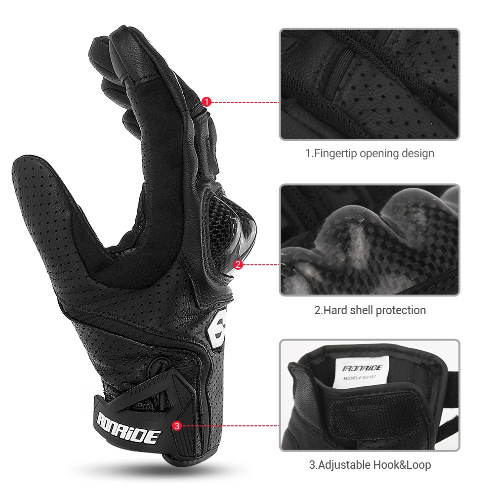 HEROBIKER Motorcycle Gloves Genuine Leather Men Breathable Motocross Racing Glove Gloves Spring Autumn Touch Screen Guantes Moto