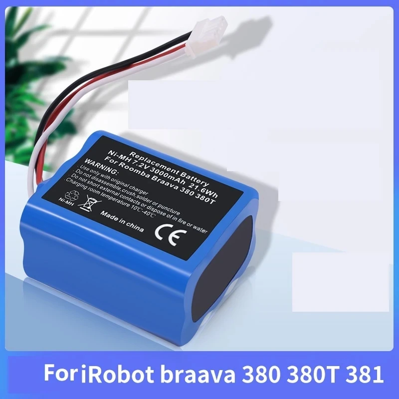 جديد 7.2 فولت 3000 مللي أمبير ni-mh بطارية قابلة للشحن ل iRobot رومبا برافا 380 380T النعناع 5200c 5200 AA NiMH 3000 مللي أمبير جزء البطارية
