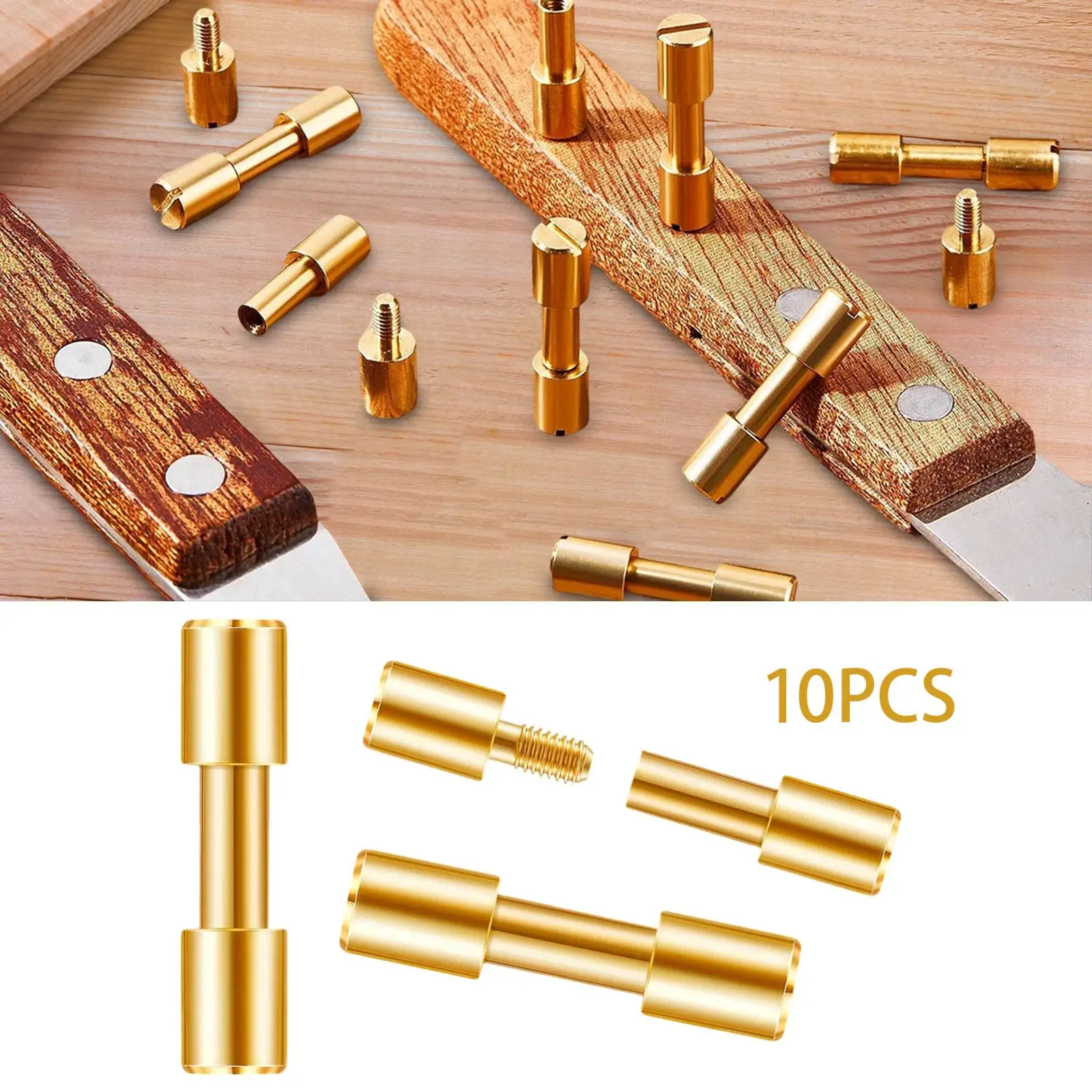 10x Brass Handle Fixing Screws, Blade Fixing Pins, Rust-resistant Hardware for Knife Making, Screws for