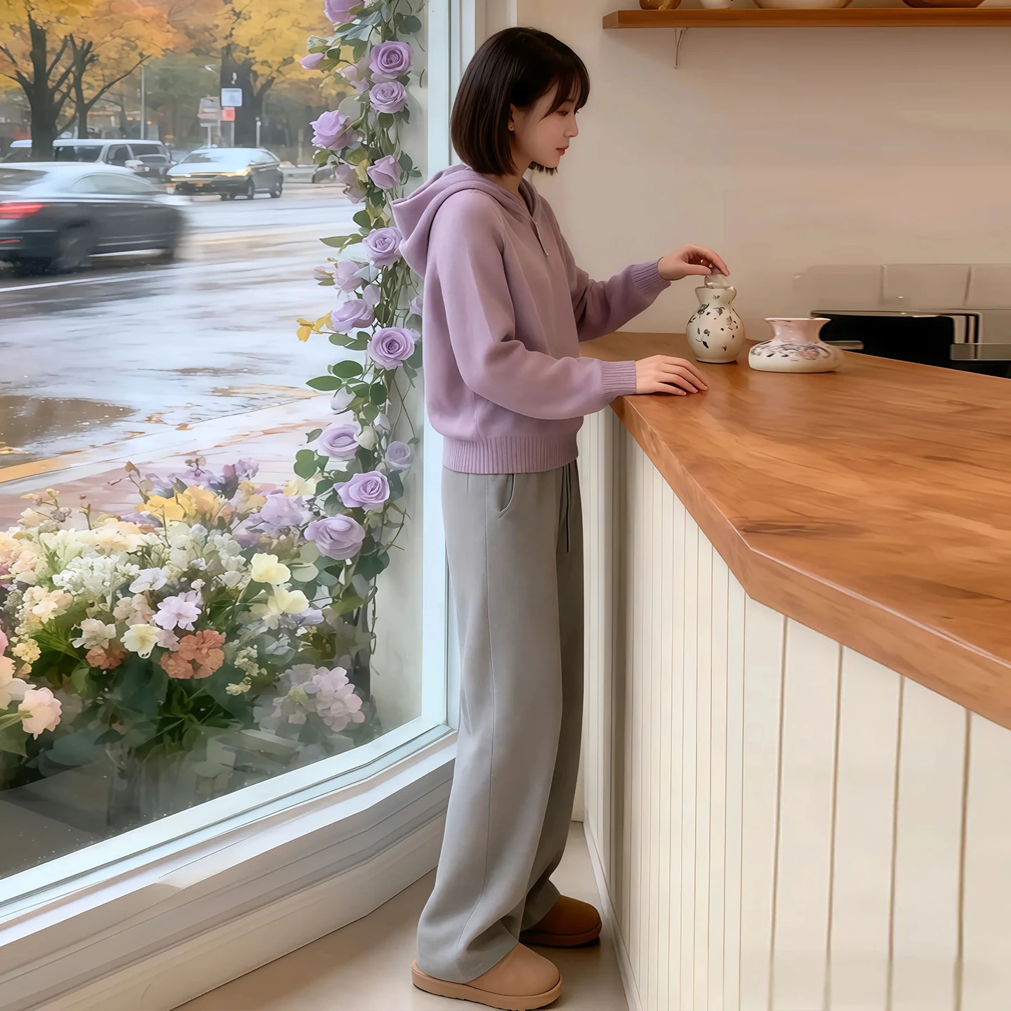 

Loose Purple Hoodie Knitted Sweater Women's Early Autumn Faion Top Casual Comfortable Knitwear Korean Sle Gentle Wind