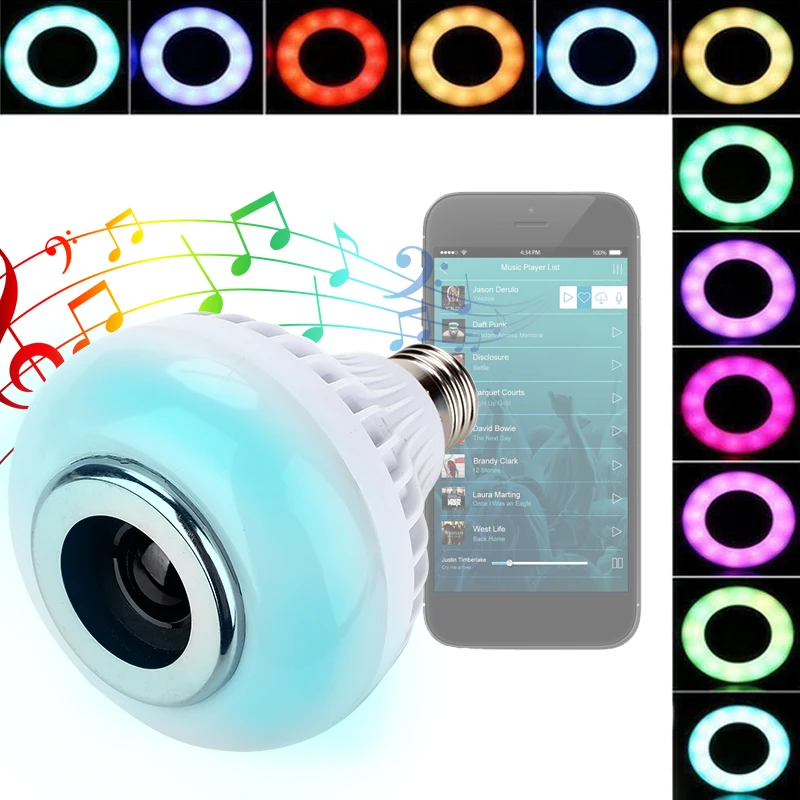 Christmas Party Lights Deco Bluetooth Music Color Bulb RGB Smart LED Music Control Apply to IOS /Android lâmpada bluetooth som