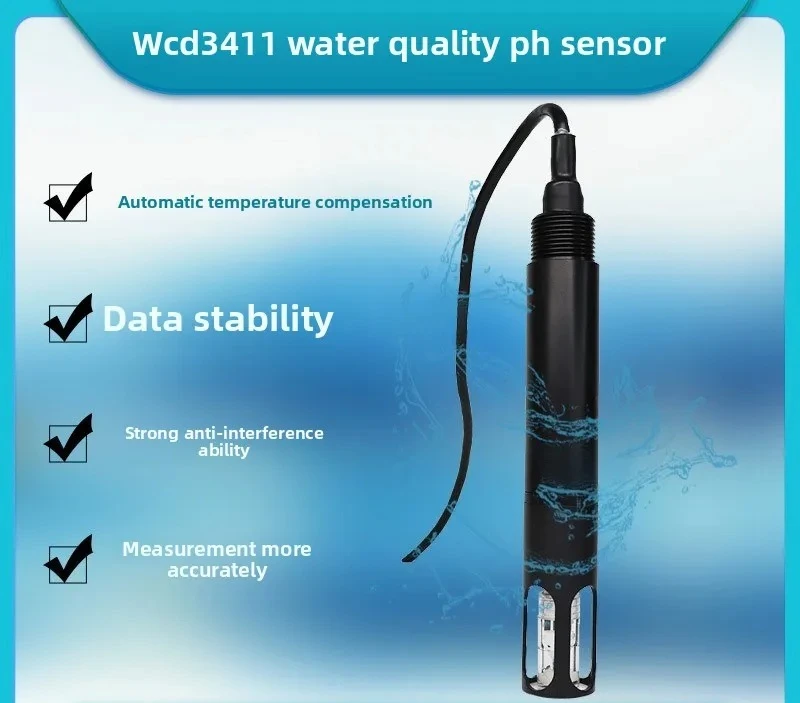 Water Quality PH Sensor Industrial Electrode Online Monitoring Transmitter PH Meter Test Detector