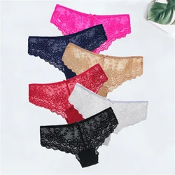 Women Briefs Sexy Full Lace Panties Hollow Out Low-waist Female Shorts Soft Solid Color Breathable Underwear Fast Ship 5 Pcs/set