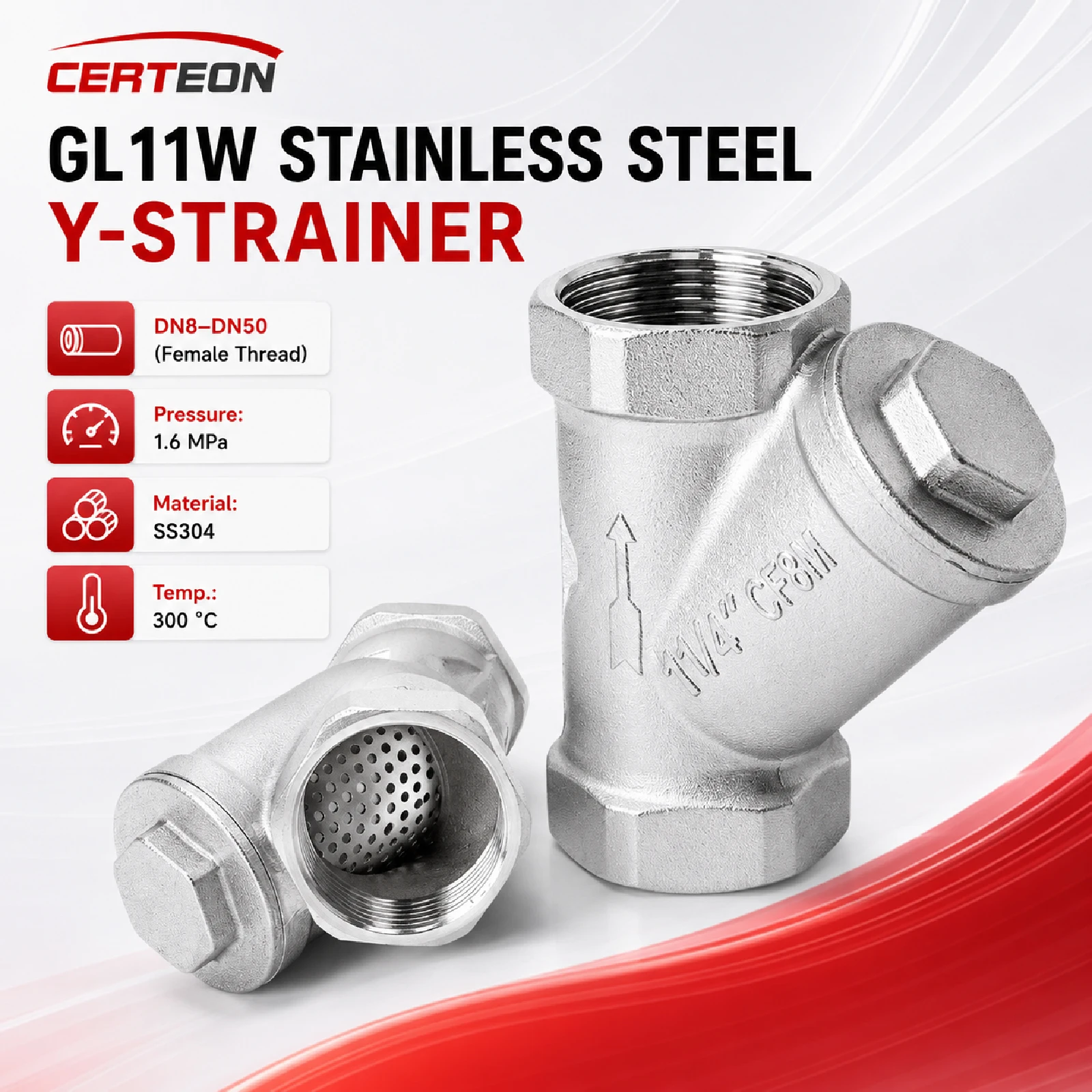 GL11W-stainless Steel Inner Wire Y-type Filter Thread Buckle Inner Thread Plumbing