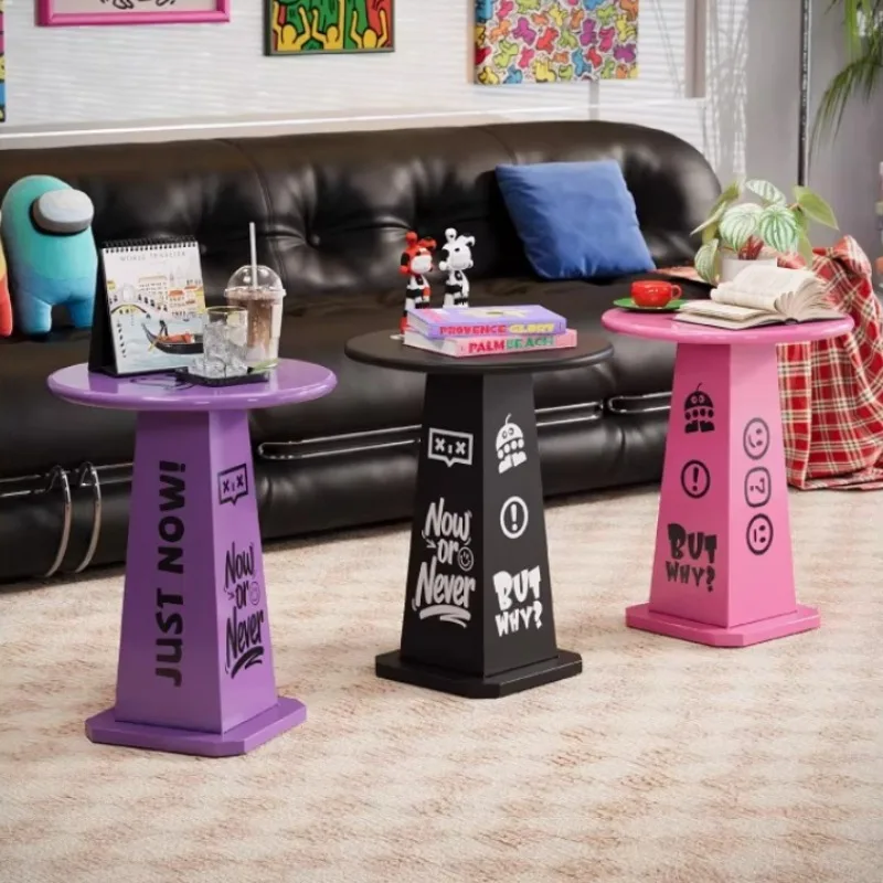 Furniture Living Room Sofa Side Table Dopamine Affordable Luxury Small Round Table Bedroom Industrial Style Nightstand - view 6