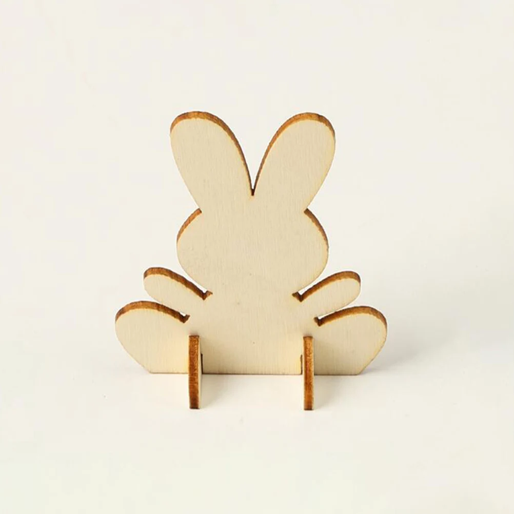 12 قطعة من قواطع الأرنب الخشبية DIY زينة عيد الفصح شرائح خشبية غير مكتملة للأطفال لوازم الرسم اليدوية حفلة عيد الفصح #3
