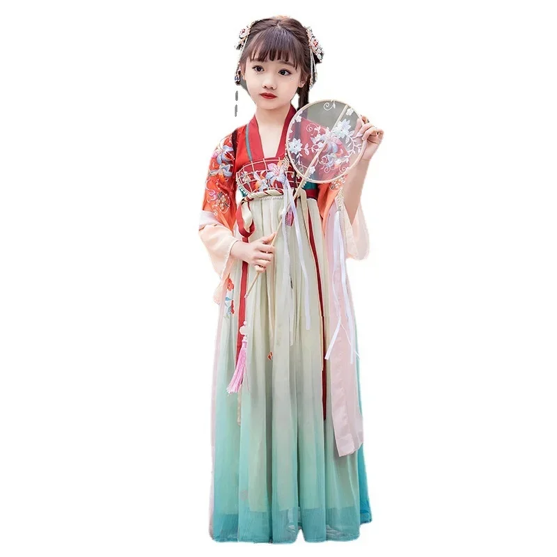 ชุดกระโปรง Hanfu สไตล์จีนชุดชุดจีนชุดเด็กชุดเจ้าหญิงชุดจีนชุดขึ้นเวที