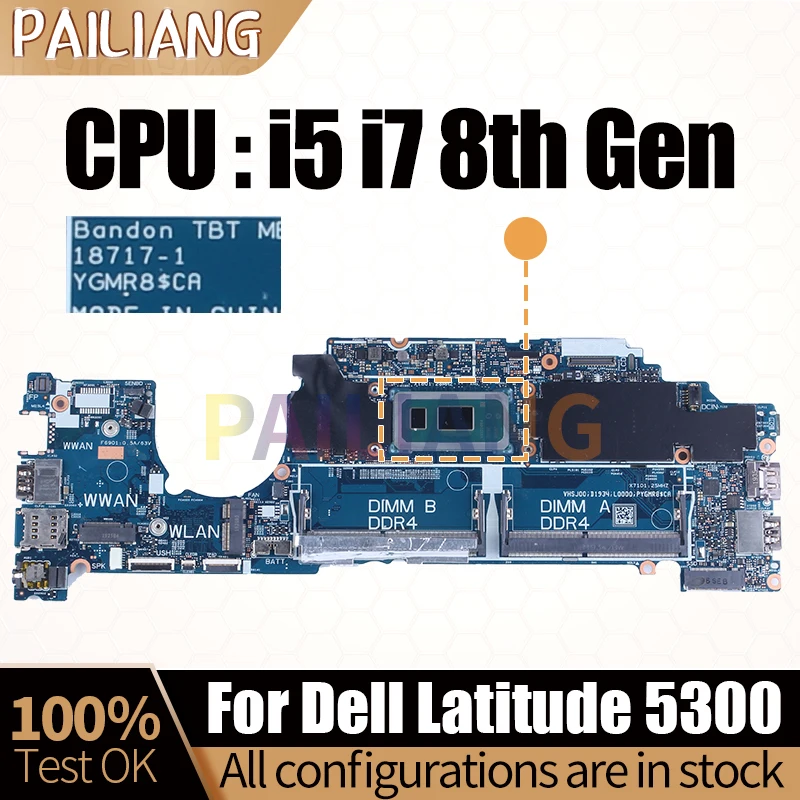 Imagem -02 - Laptop Mainboard para Dell Latitude 5300 Completo Testado 187171 0h7ktp 05pw9v I58365u I79665u Motherboard