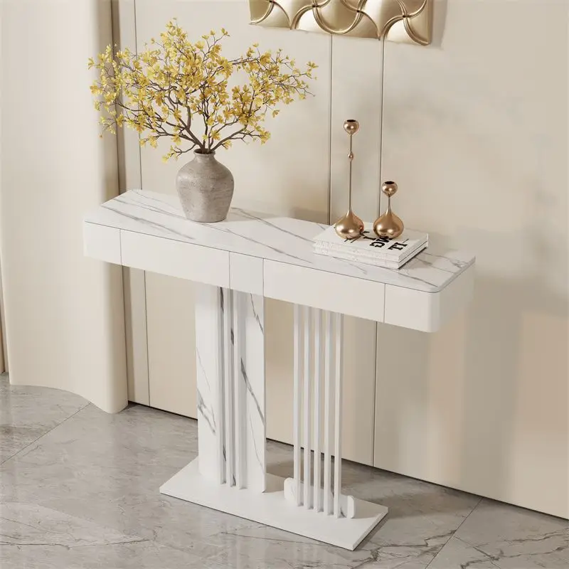 Italian light luxury design creative home entrance table end viewing platform aisle art deco slate semicircle