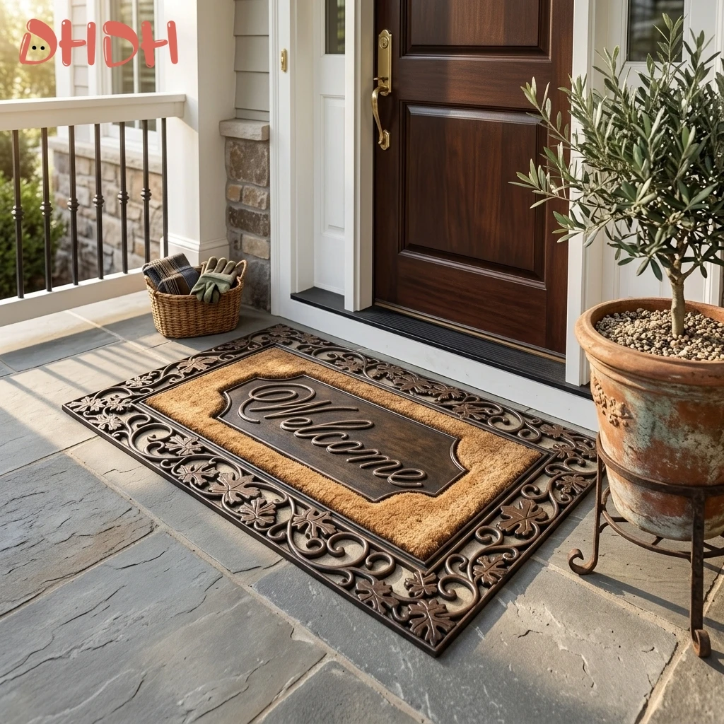 Premium 2D Flat Non Slip Floor Mat with Abstract Line Design High Quality Absorbent Polyester Home Doorway Entrance Long Lasting