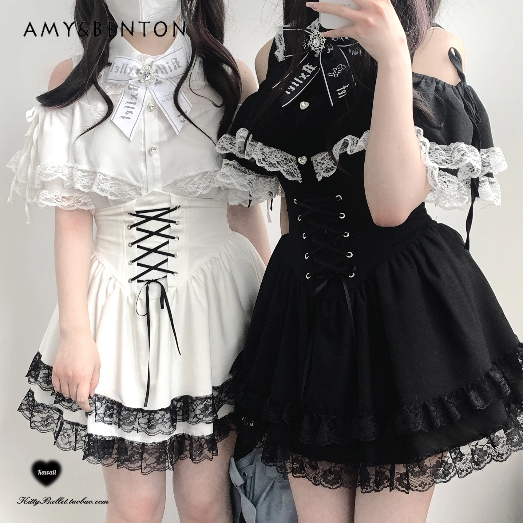 

Japanese Mine Series Mass-produced Lace Off Shoulder Shirt Summer New Sweet Cute Doll Collar Short Sleeved Lolita Blouse Women