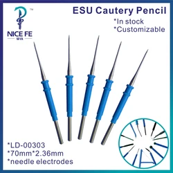 LD-00303 10pcs ESU cautery pencil  Electrocoagulator Electrosurgical needle electrode 70mm*2.36mm,needle Accessories