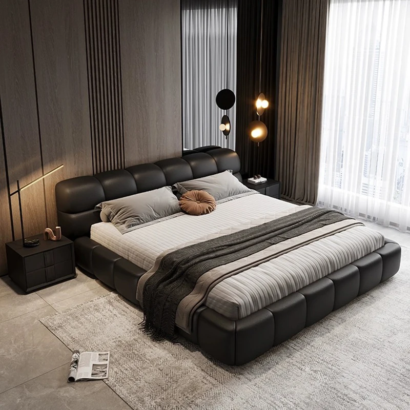 Italian Double Bed Nordic Aesthetic Modern Unique Bed Luxury Storage Nordic Bedroom Cama De Lujo Para Dormitorio Furniture