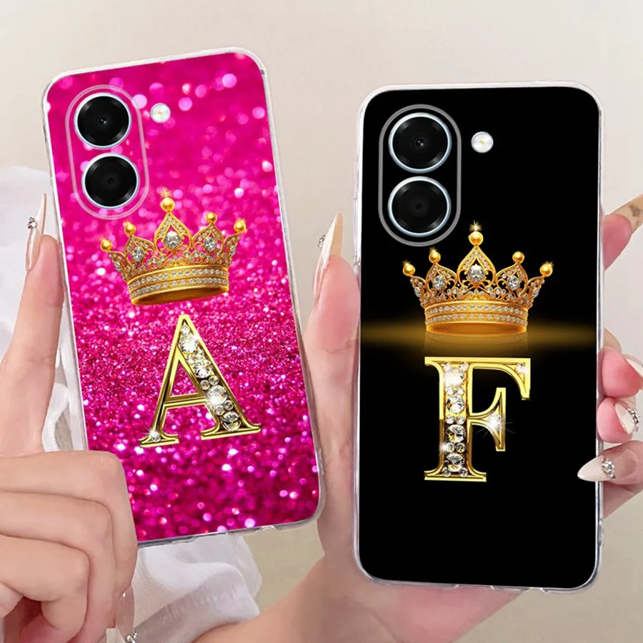 For Honor X7e LAB-LX1 Case TPU Soft Silicone Back Cover Initial Letters Painted Capa for Honor Play80 Plus LAB-LX3 Phone Couqe
