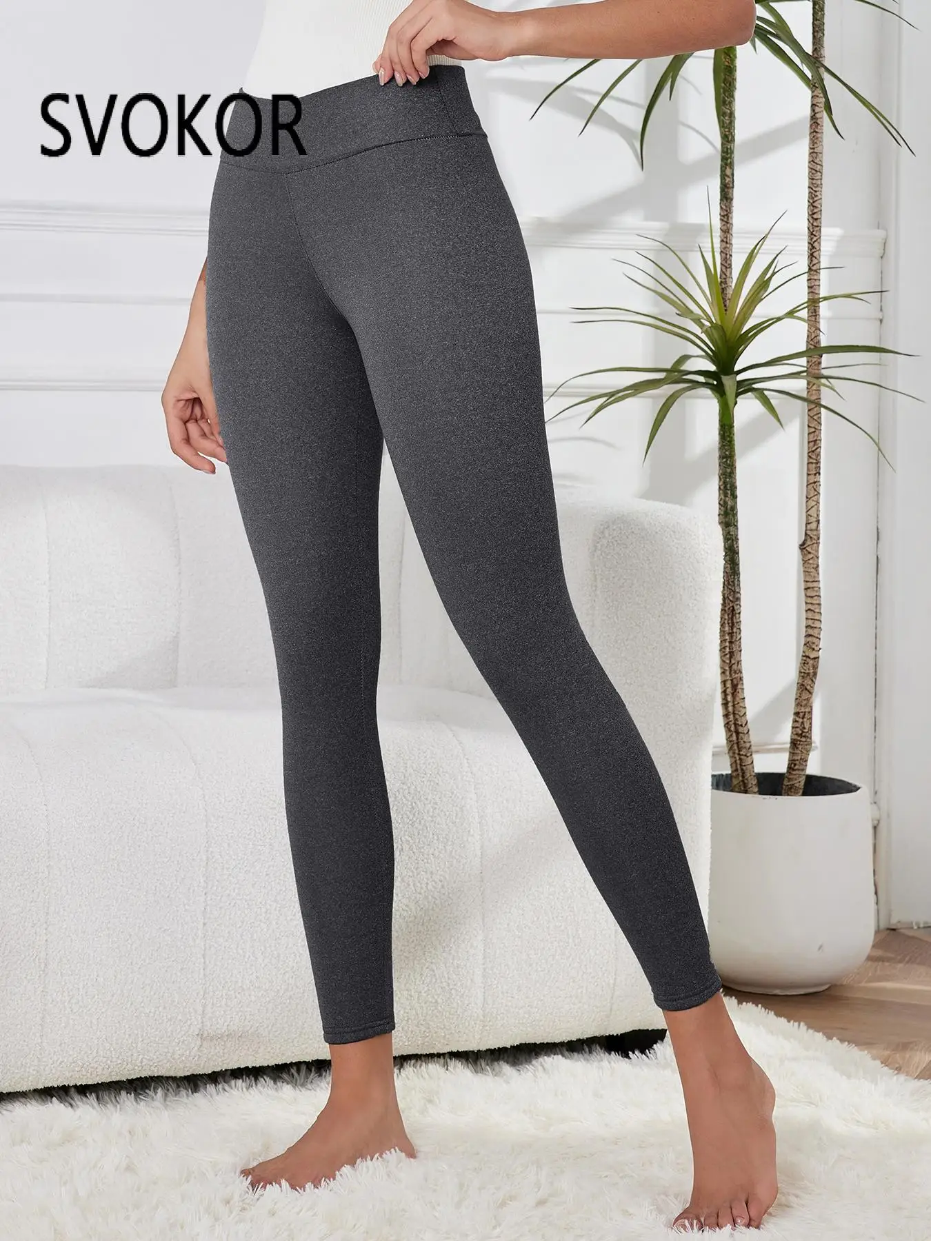 SVOKOR Women Warm Leggings Thicken Winter Thermal Tights High Waist Butt Lifting Pants Female Casual Leggings