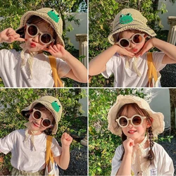 Newborn Round Frame Sunglasses Photography Prop Kids Cute Vintage Frosted Sun Glasses Sun Shade Eyewear Kawaii Photo Accessories