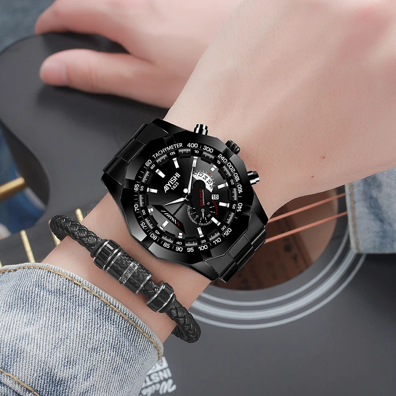 Automatic Non-mechanical Stainless Steel Waterproof Quartz Men\'s Watch Steel Band Luminous Women\'s High-end Luxury Man Watch