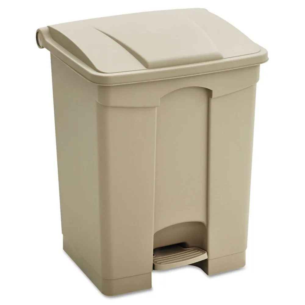Step On Plastic Trash Can with Foot Pedal 23 Gallon Garbage Can for Kitchen Indoor Outdoor Use Hands Free Tan
