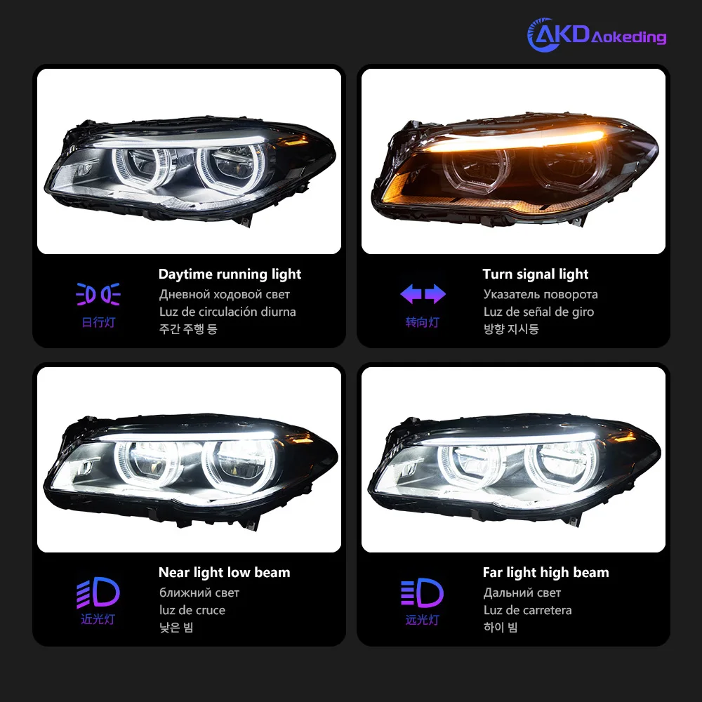 Headlight For BMW 5 Series F10 F18 LED Headlights 2010-2017 Head Lamp Car Styling DRL Signal Projector Lens Auto Accessories