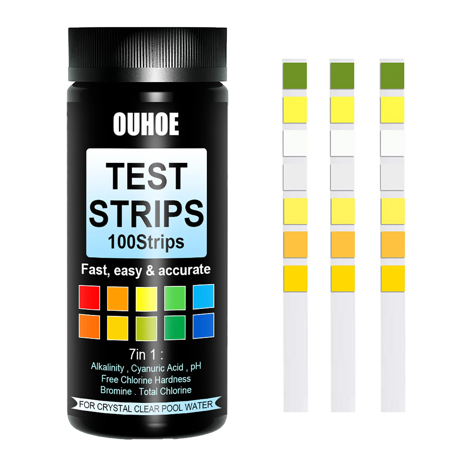 Spa Pool Test Strips 7 in 1 Pool Test Kit pH Hardness Chlorine Test Strips Multifunctional pH Alkalinity Acid Hot Tub Test Strip