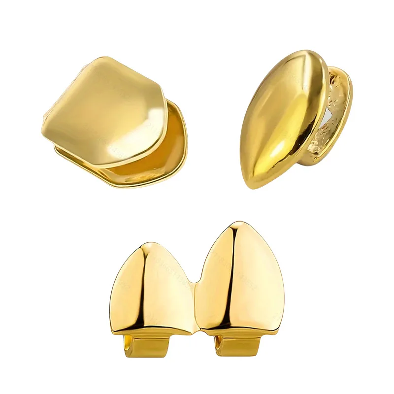 Hip Hop Teeth Grillz Men Women Gold Silver Color Single Tooth Grillz Cap Dental Grill Punk Rapper Teeth Cap Cosplay