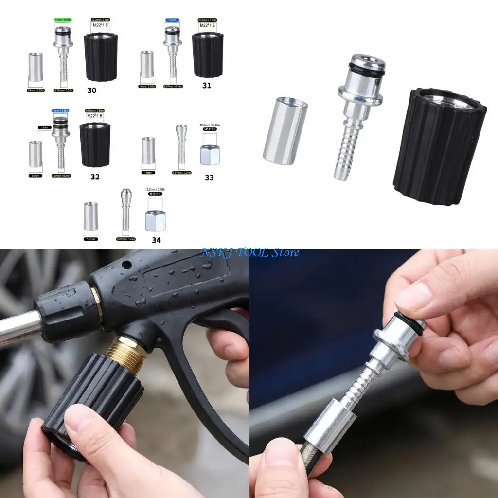 

L8RC Pack Of 3 High Pressure Car Wash Hose Connectors M22 And M14 Thread Plastic Metal