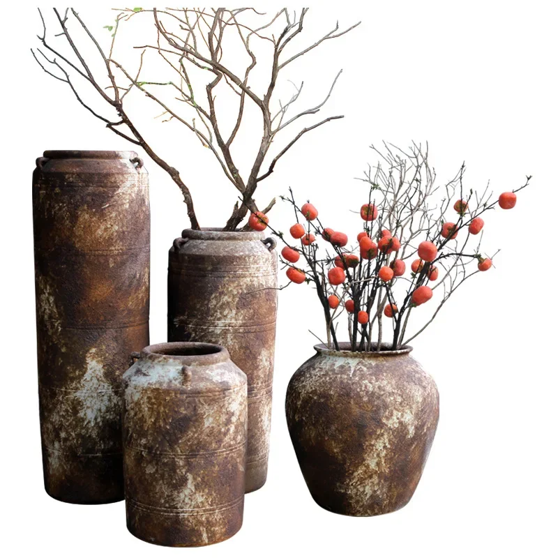 

Vintage ceramic vase, living room, flower arrangement, modern minimalist, large