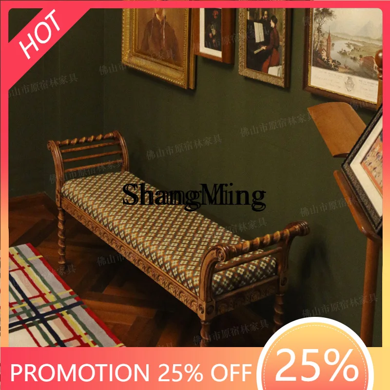 

SM household retro shoes changing stool solid wood bedside stool wooden household bench