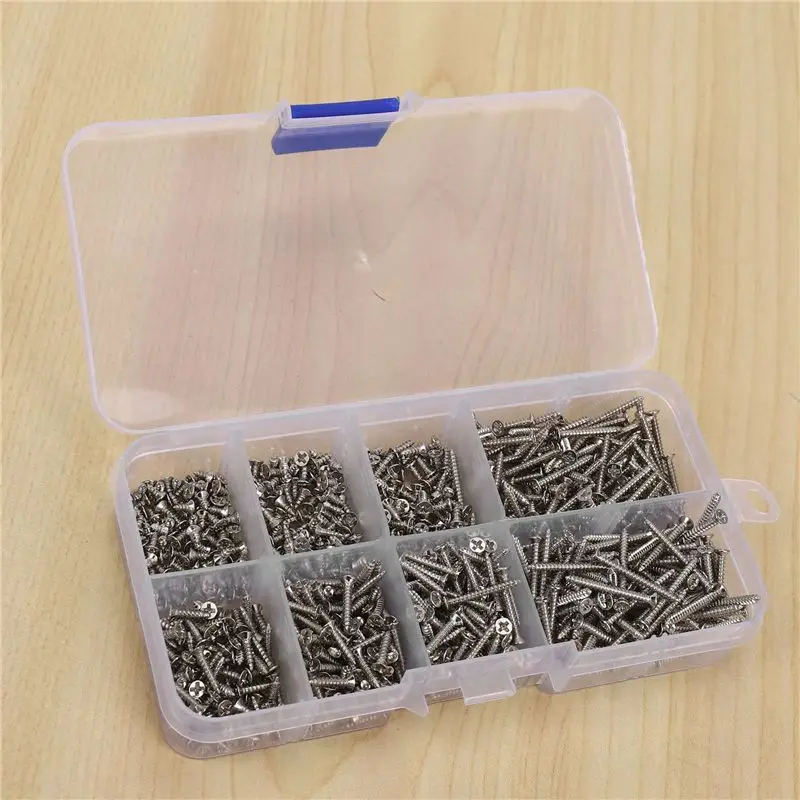 THIVN-3200Pcs Stainless Steel Self Tapping Screw Assortment Kit Lock Nut Wood Thread Nail Screw Sets M2