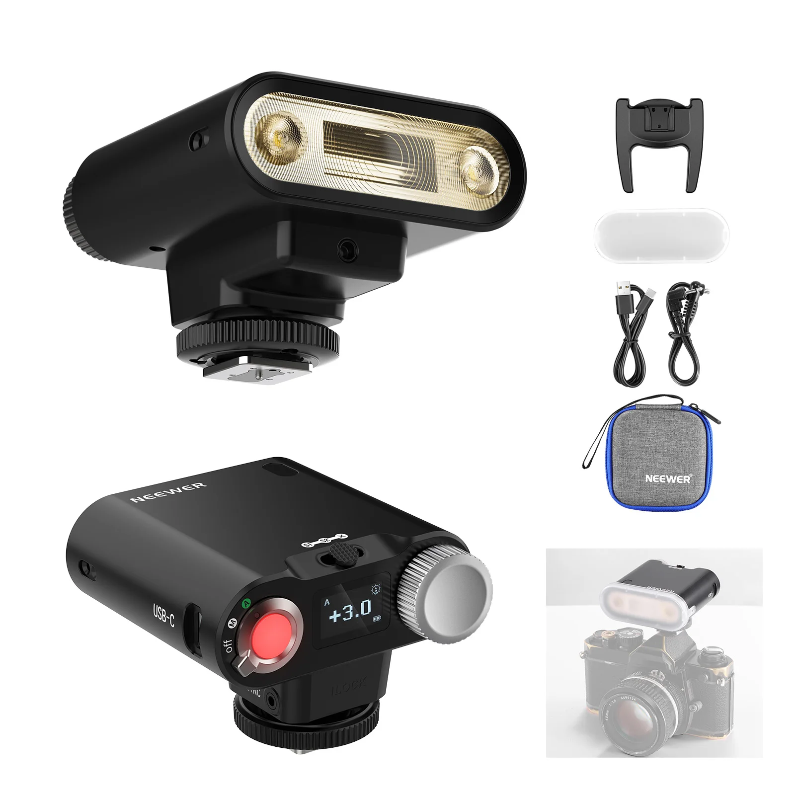 NEEWER Z160 Single Contact Camera Flash For Canon Nikon Sony Fuji Olympus Cameras, 22Ws GN14 6000K Speedlite 1100mAh Battery