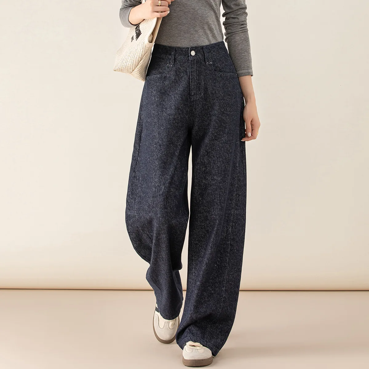 

Vintage New Fashion Women's Wide Leg Straight Loose Casual Trendy Loose Denim Trousers Female Simple Basic Jeans Pants Clothes