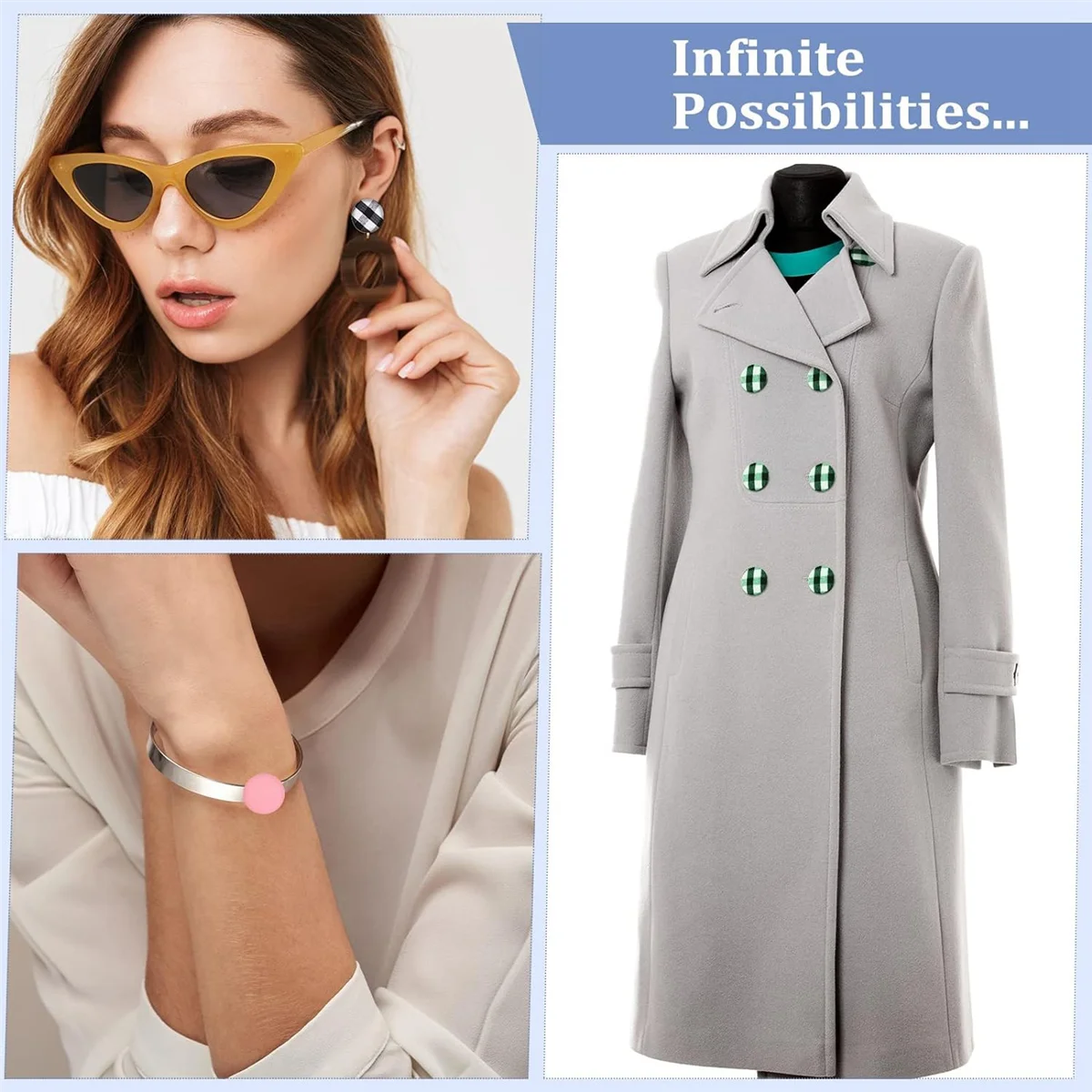 100 sets Cover Buttons Kit met gereedschap Maatknoppen om zelfbedekkende knoppen te bedekken DIY stoffen doek Cover Knoppen 1,1 inch