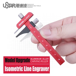 Aluminum Alloy Carving Ruler Isometric Line Engraver Parallel Line Carving Tool For Mecha Models