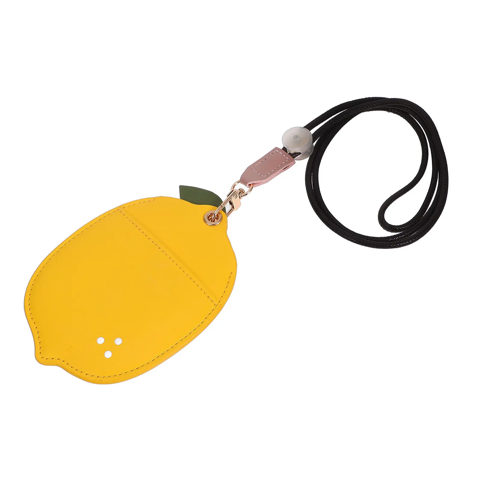 Lemon Theme PU Card Holder Neck Lanyard for Healthcare, Office, and Name Badge Use