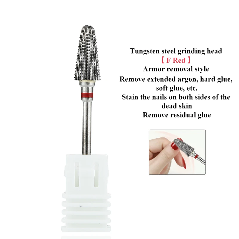 1개 텅스텐 카바이드 네일 드릴 비트 3/32인치 네일 비트 로터리 버 밀링 커터 매니큐어 전동 네일 액세서리 도구