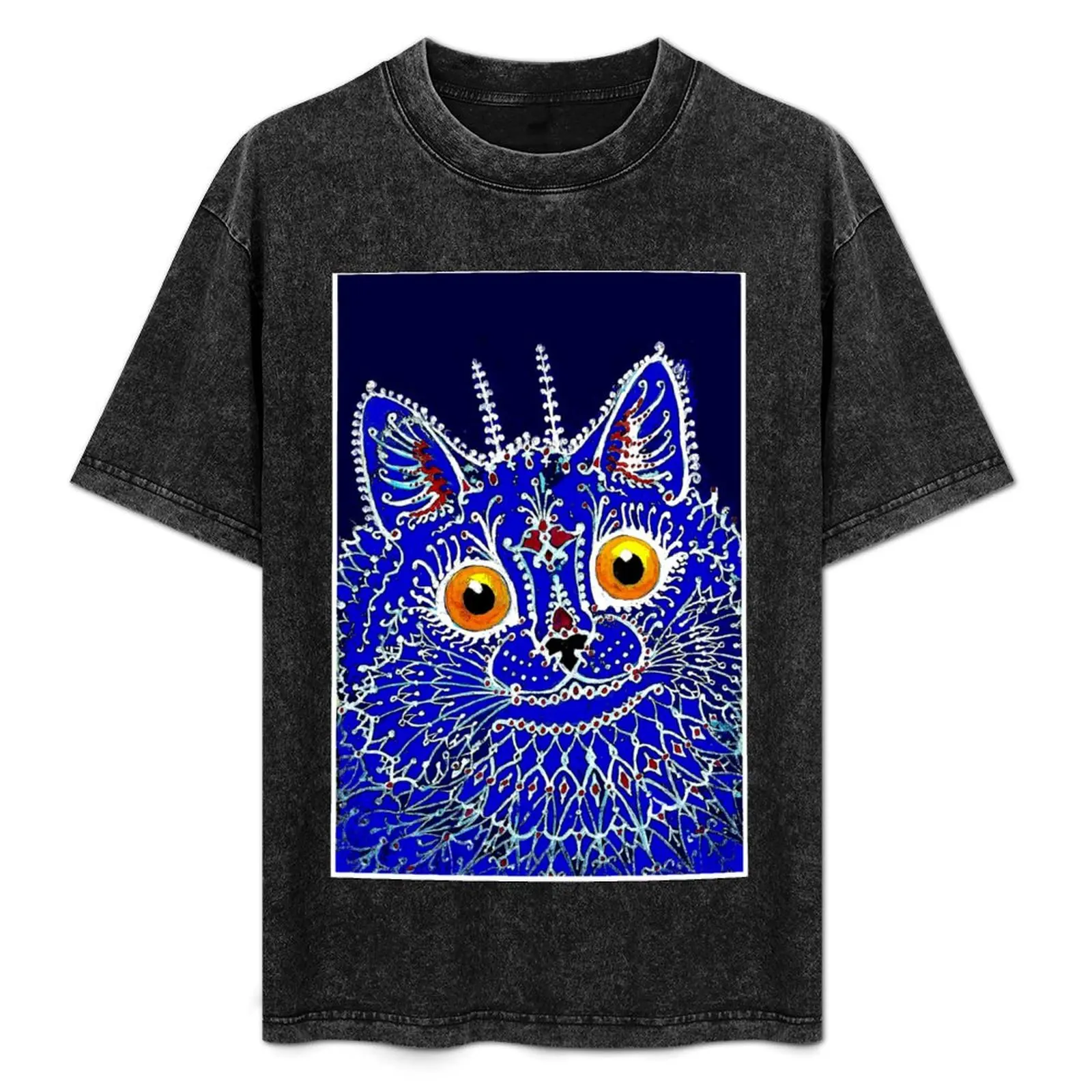

GOTHIC CAT : Vintage Louis Wain Abstract decorative psychedelic print T-Shirt Plus Size Non-Shrink T-Shirt