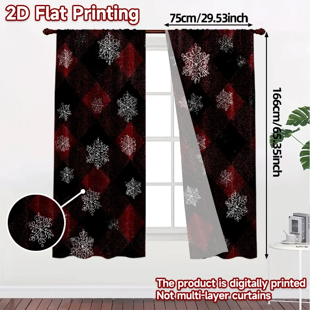 Druk płaski 2D, JIT 2 szt., Zasłony (bez drążka) Świąteczne Gnomki (1) Eleganckie zasłony okienne Wszechstronne zasłony poliestrowe Dekoracja pokoju