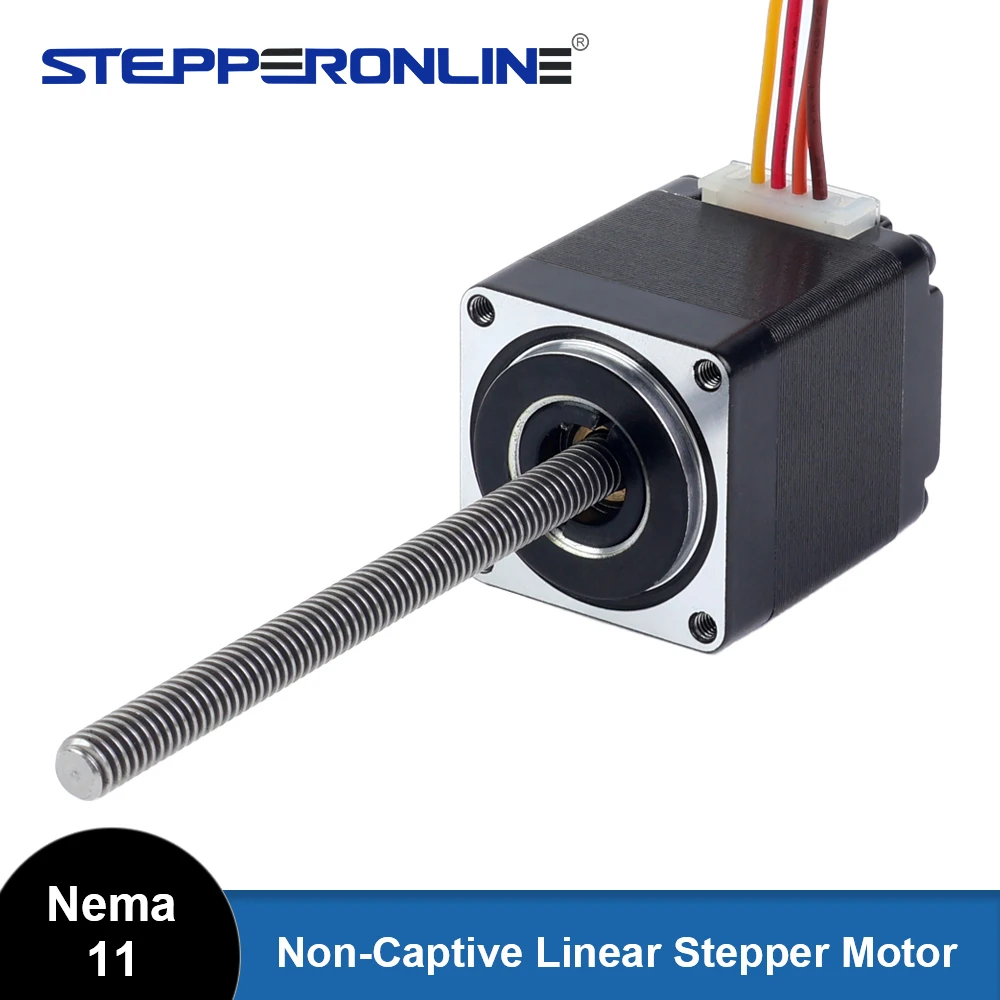 

STEPPERONLINE Nema 11 Linear Stepper Motor Non-captive 0.75A 34mm Stack Screw Lead 2mm Lead Length 100mm