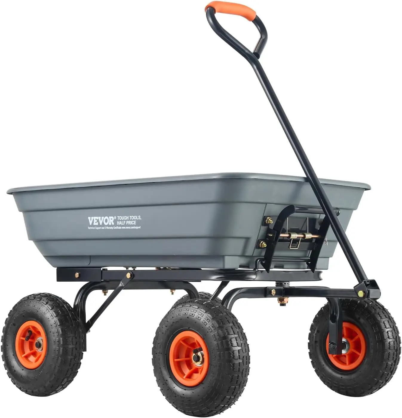 

4 Cu.Ft. 600lbs Poly Garden Cart Dump Wagon, Heavy Duty Yard Dump Cart Wagon, 4 Wheel Wheelbarrow with 10in All Terrain Wheels
