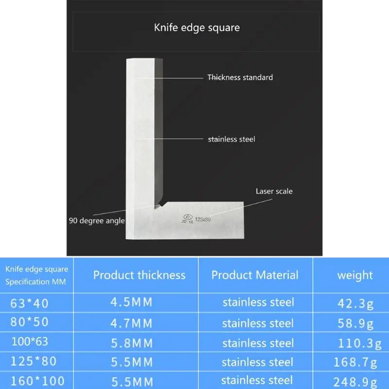 15YF Engineer Square Machinist Steel Angle-Ruler 90 Degree High Square Tool