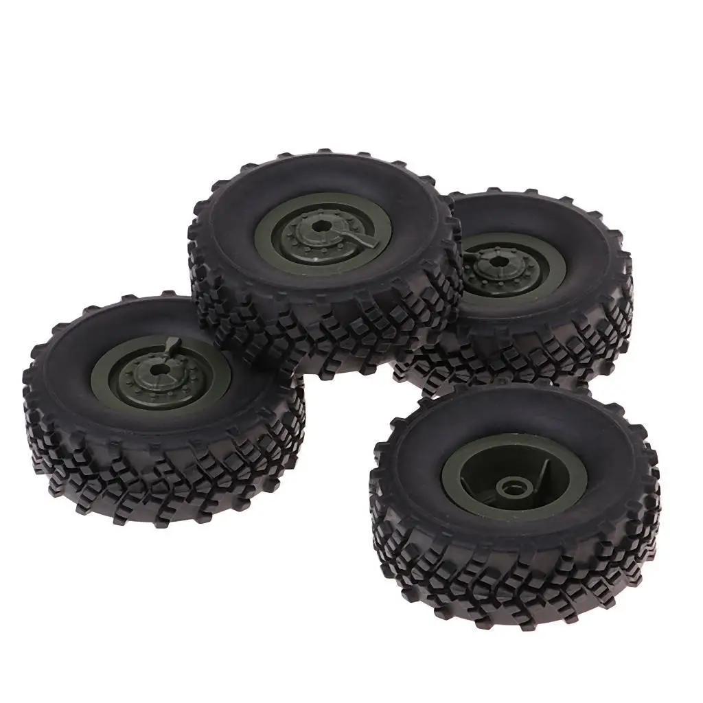 Juego de Neumáticos y Ruedas de Goma para Coches RC, Mejora de Neumáticos para Camiones, Accesorios para Camiones Militares a Escala 1/16 WPL
