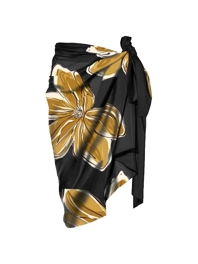 Kwiatowy Print jedno ramię jednoczęściowy strój kąpielowy i Cover Up czarna kobieta Stretch strój kąpielowy Biquini Naranja 2023 Summer Beach