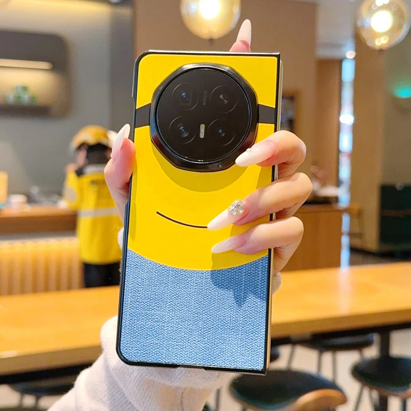 Etui na telefon Honor Magic V6 V5 V3, składane, skórzane, odporne na wstrząsy i odciski palców, z żółtym wzorem Big Eye. — zdjęcie produktu 4
