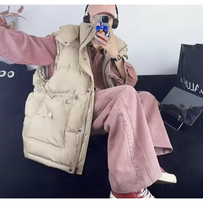 다운 베스트 2025 겨울 신상 캐주얼 릴랙스드 출퇴근 스타일 오버사이즈 두꺼운 패셔너블 다용도 따뜻한 코트 트렌디