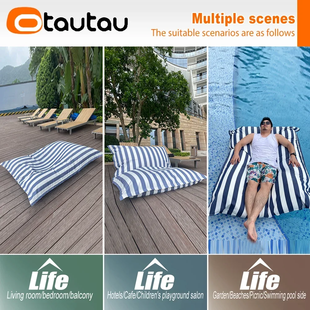 OTAUTAU New Upgraded 140x180cm Bean Bag Cover with Inner Liner Without Filler Home Outdoor Pool Float Waterproof Pouf Saon DD096