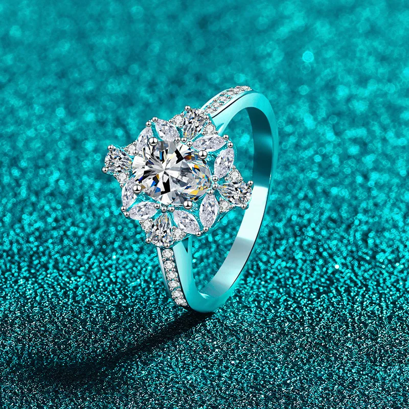 

1ct Moissanite Ring For Women 925 Sterling Silver with White Gold Plated Lab Diamond Engagement Wedding Band Jewelry