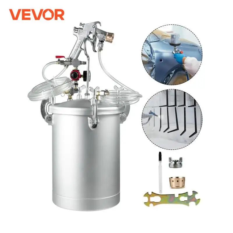 VEVOR Paint Bucket Tank 15L pistola a spruzzo a pressione da 4 galloni con ugello da 4.0mm regolatore Pot Paint Sprayer pittura industriale