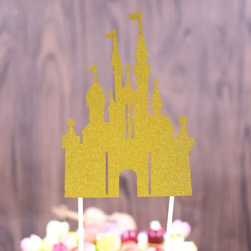 Multi-layer Stereoscopic Cartoon Fairy Tale Castle Cake Decoration Pink Blue Gold Cake Topper Happy Birthday Party Decor Kids image 4