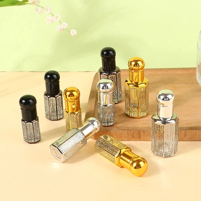 3/6/12ML Perfume Bottles Portable Mini Dropper Bottles Refillable Essential Oils Bottles Vintage Bronzing Liquid Containers