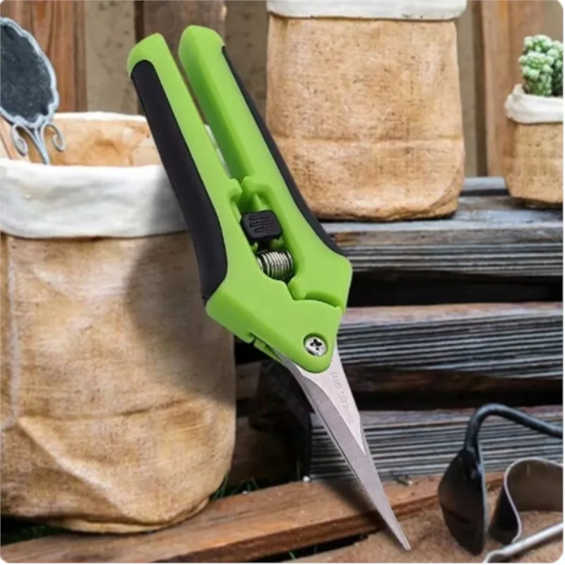 Garden Scissors Stainless Steel Straight Head Pruning Flower Shears Vegetable Fruit Grape Non-slip Labor-saving Garden Scissors